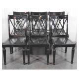 Set of 6 Dining Chairs, black finish, solid