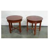 Pair of End Tables, 26" round tops, used finish