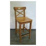 Pine home counter stool, "X" pattern back has