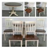 Pedestal 42" kitchen table and four chair, white