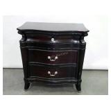 Nightstand, dark color finish, 3 serpentine f