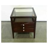 Living Room End Table, glass top insert, open