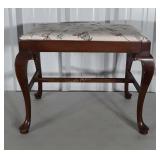 Vanity Stool, Queen Anne Style, fabric seating is