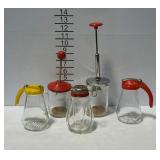 Vintage kitchen wares. Two choppers with glass