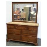 Solid cherry three over four drawer dresser with