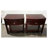 Two American Drew end tables with pullout