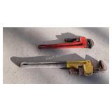 Two pipe wrenches, 14" and 18"