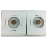 Two miniature replicas coins