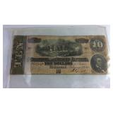 $10 CONFEDFERATE NOTE FEB 17, 1864 #12815