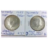 Two- D  1968 Kennedy Half Dollars 40% Silver