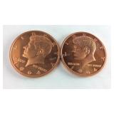TWO 1964 Copper Bullion Coins Representative  Of