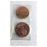TWO -2009 Copper Bullion Coins Representative Of
