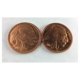 TWO 2013 Copper Bullion Coin Representative of The