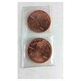 TWO -2009 Copper Bullion Coins Representative Of