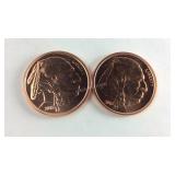 TWO  2015 Copper Bullion Coins Representative Of