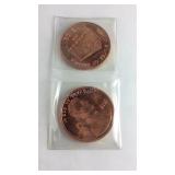 TWO -2009 Copper Bullion Coins Representative Of