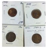 4- 1944 Wheat Pennies  Two 1944-D Two  No Mint
