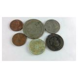 Coins- token, pennies, foreign coins