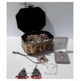 Brass box with costume jewelry