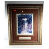 Nicely framed garden gate print with verse, 23x27