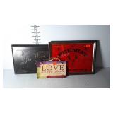 Wall signs, "Love", "Wine" and advertising sign