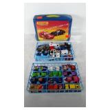 1983 Matchbox carrying case with assorted cars