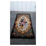 Hearth Rug, wool handmade, floral pattern border