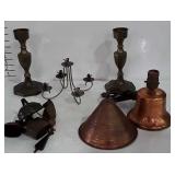Metal Homegoods lot: brass candlesticks and