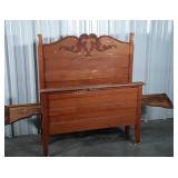 Antique Bed, youth or twin size, applied carving,
