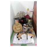 Homegoods lot: table topper, buddha, vases,
