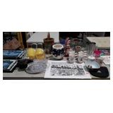 Misc Group lot. Christmas dishes, basket, drill,