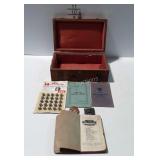 Cedar Jewelry Box with vintage collectibles,