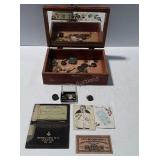 Collectable Buttons with cedar Jewelry box. Shirt