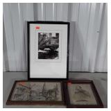 Three framed wall art pictures