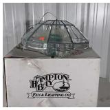 Ceiling Light, beveled glass shade, 8 chandelier