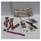 Evening bag (made in China) and acrylic beads,