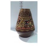 Geometric design pottery vase, mid century vibe