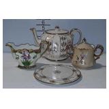 English teapot, limoge France, Lefton china cream