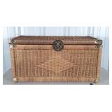 Wicker Footlocker Trunk, missing left side handle