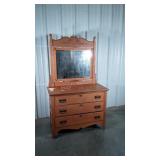Antique Cottage Dresser, 3 Drawers, mirror with
