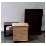 Three PC Furniture lot, bookcase no shelves,