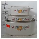 Corningware Casserole Set with lids. Largest