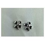 Sterling silver clover stud earrings