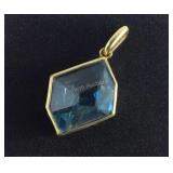 Gold Tone Sterling Silver Light Blue Stone