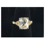 Size 7 14 K Gold Plated Sterling Silver CZ Ring