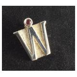 Sterling Silver Pendant/Charm "W" 1.9 grams, 1"