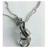 White And Black Diamond Pendant 3.9 grams, 18"