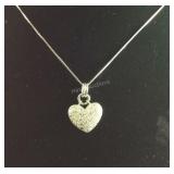 Sterling Silver Heart Pendant With CZ Stones And