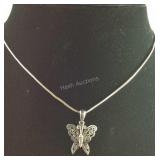 Sterling Silver Butterfly Pendant And Necklace
