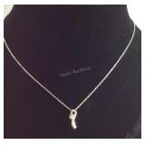 Sterling Silver Pendant With CZ Stone & Necklace